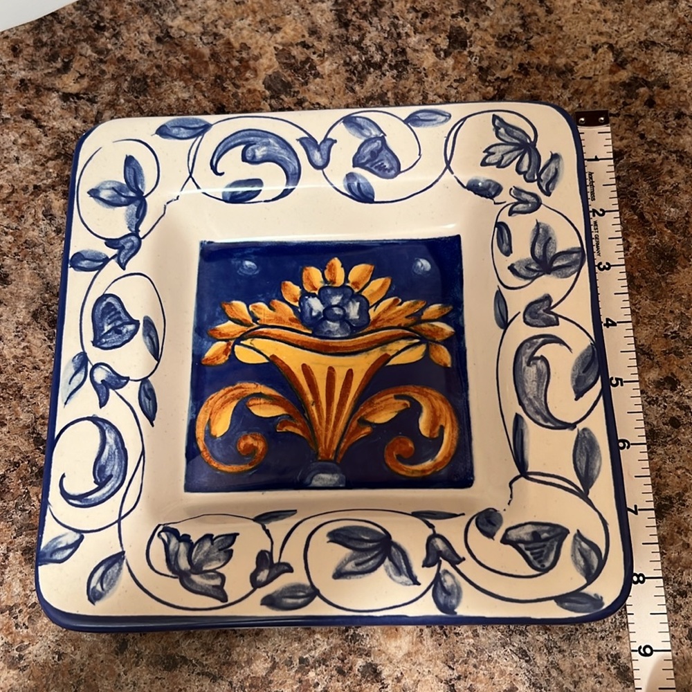 Beautiful handmade in Italy, ceramic Square serving plate. - Picture 6 of 6
